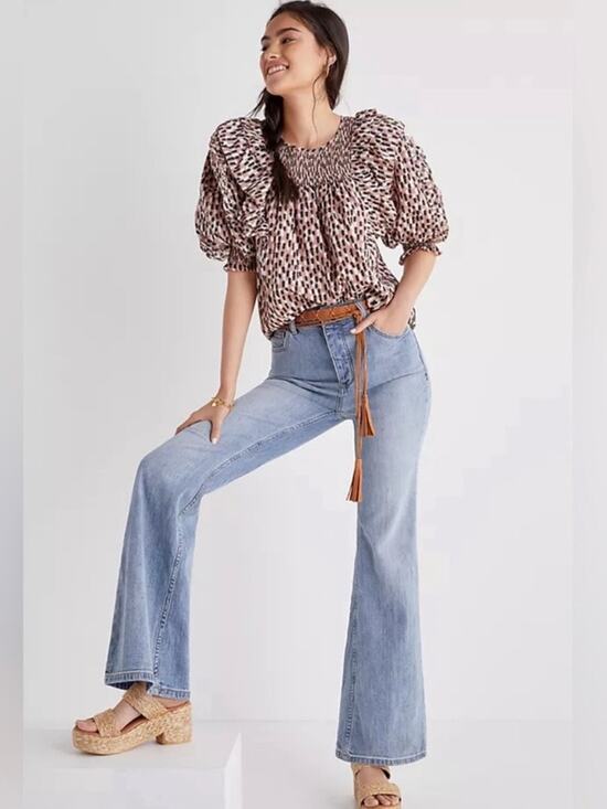 Anthropologie Denim - Anthropologie Pilcro High Rise Trouser Bootcut Jeans Button Fly Flare Leg Blue